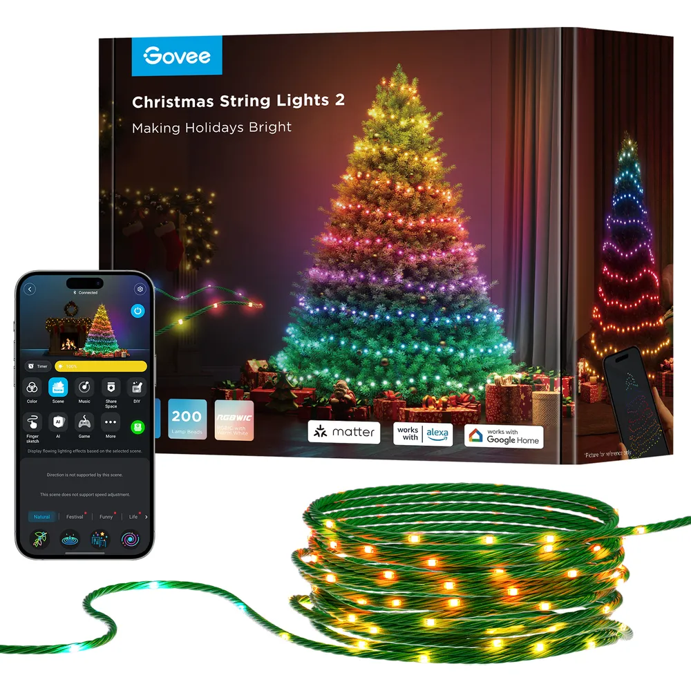 Govee H70C4 Christmas Light 20m Zielone Lampki choinkowe świąteczne